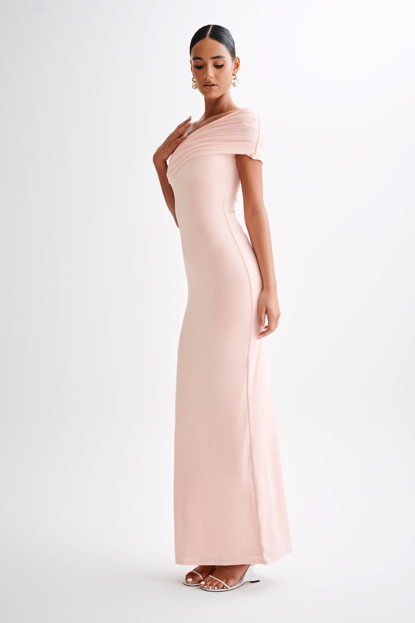 Robe Maxi Épaulettes Découv. et Dégradé Cassandra - Rose Pâle