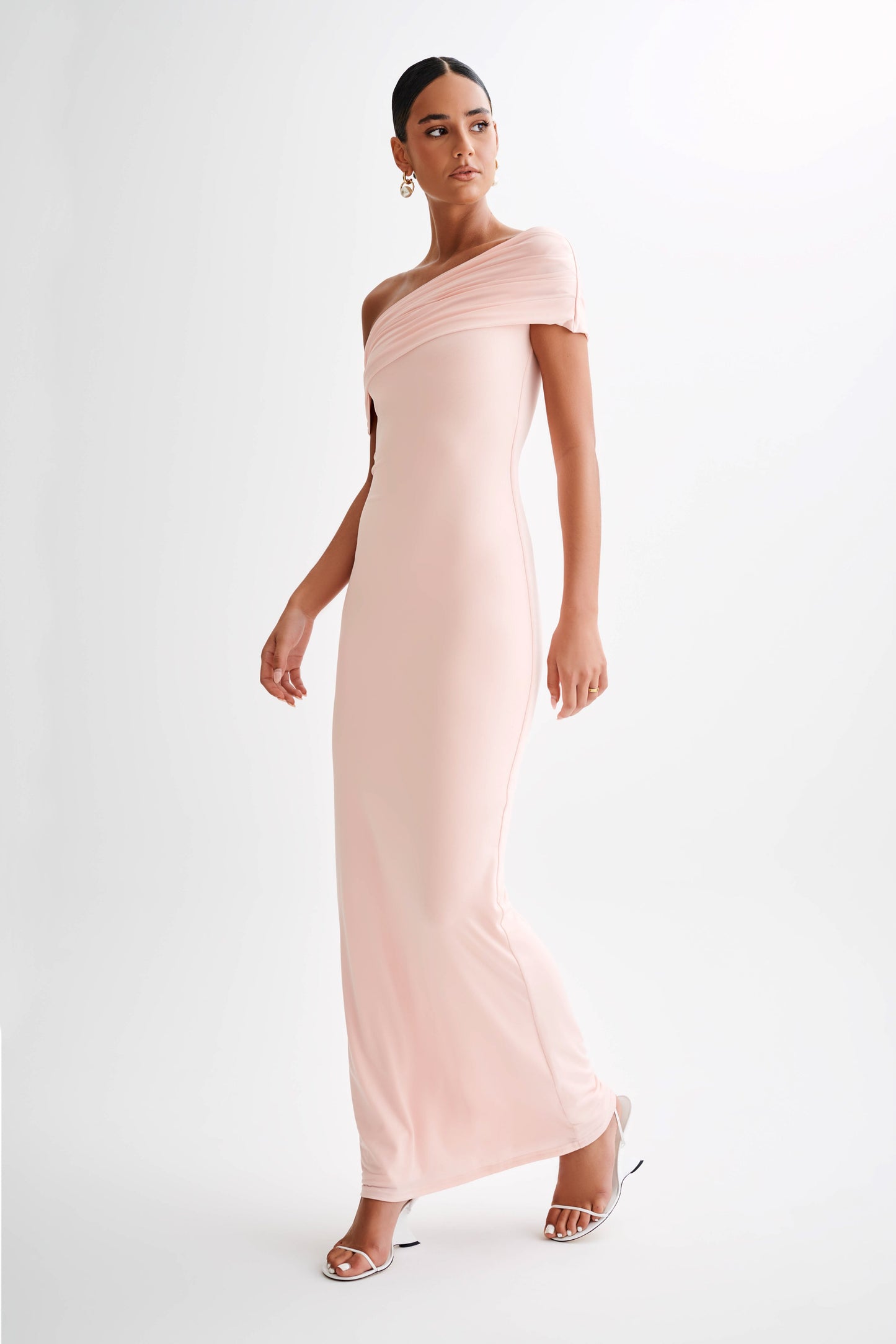 Robe Maxi Épaulettes Découv. et Dégradé Cassandra - Rose Pâle