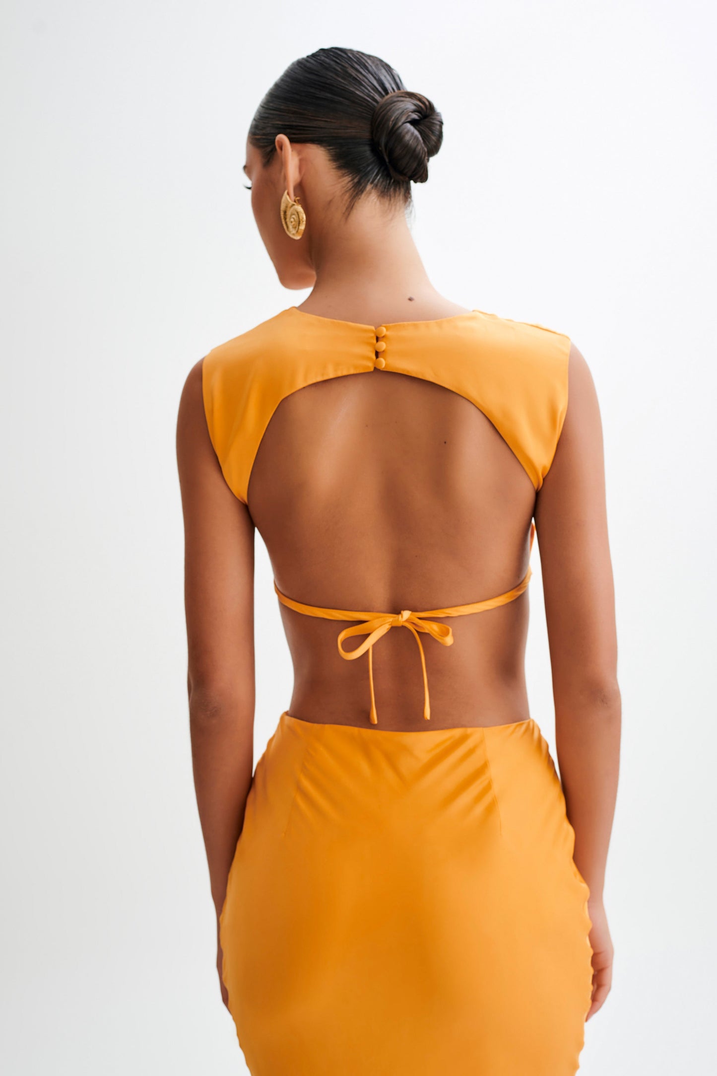 Top court sans manches en satin Viviana - Tangerine