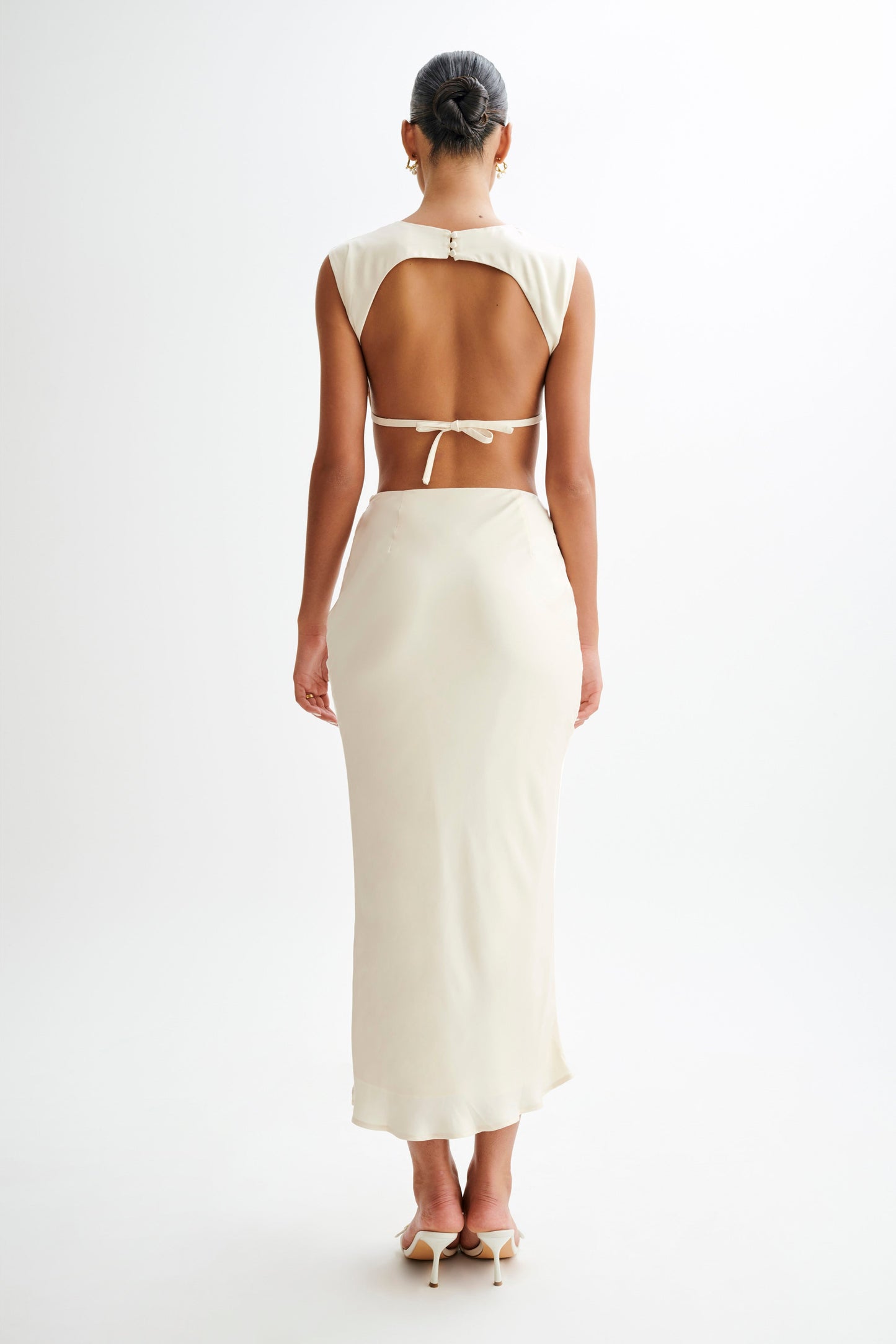 Jupe Maxi Satin Viviana - Ivoire