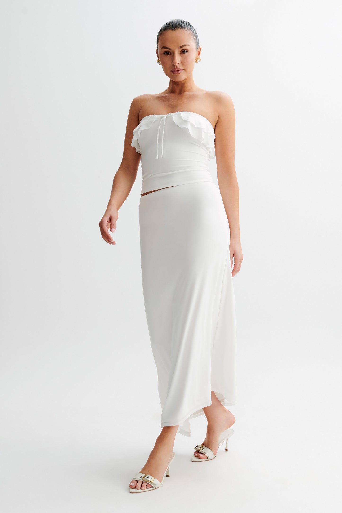 Jupe Maxi Asymétrique et Étroite Bea - Blanche