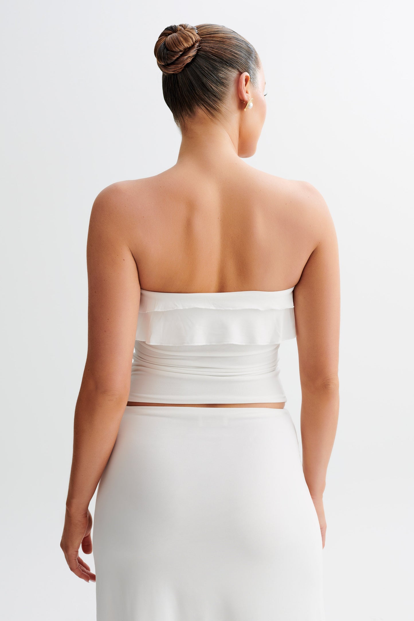 Top Bea sans bretelles, ample et volanté - Blanc