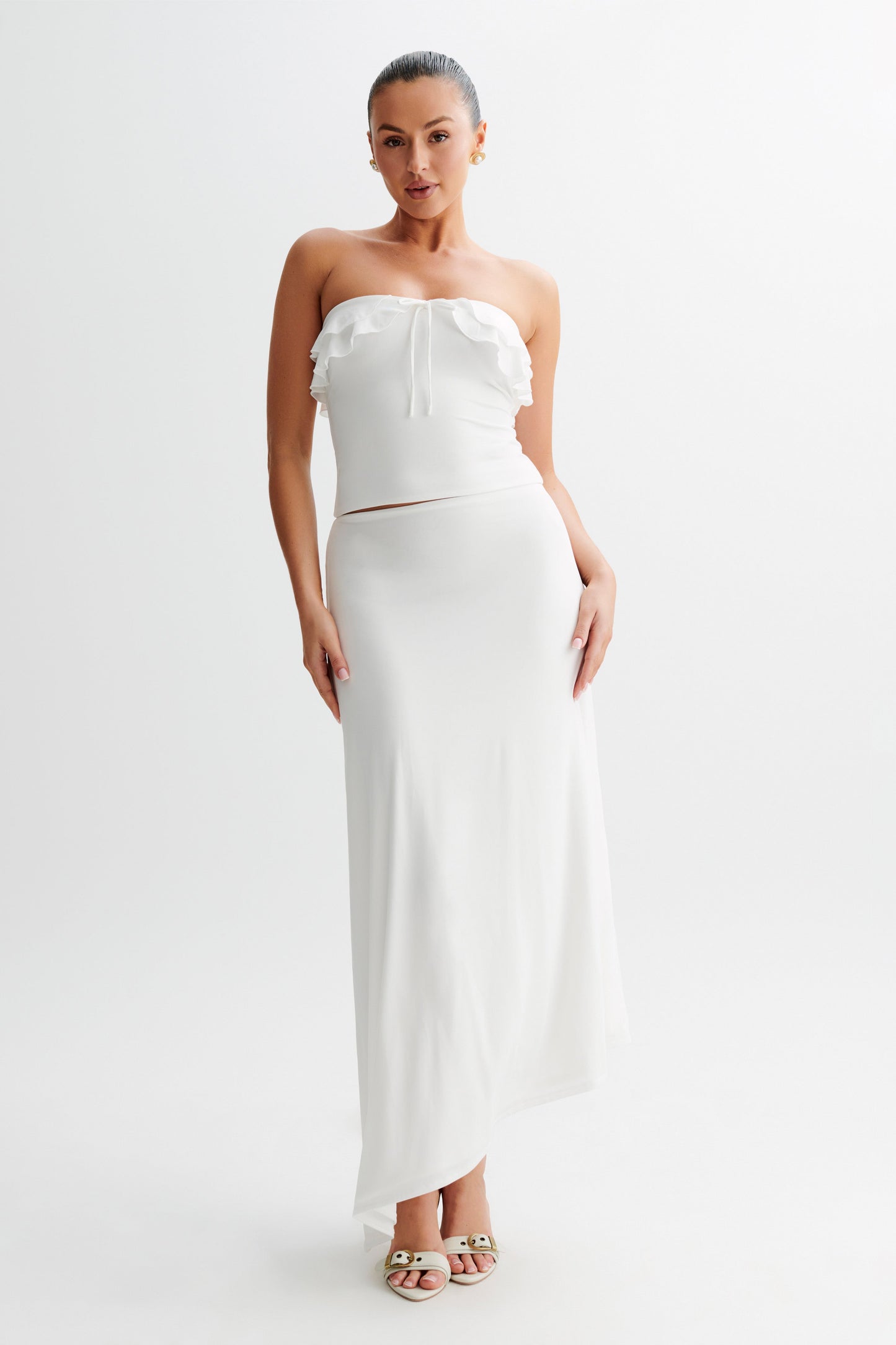 Jupe Maxi Asymétrique et Étroite Bea - Blanche