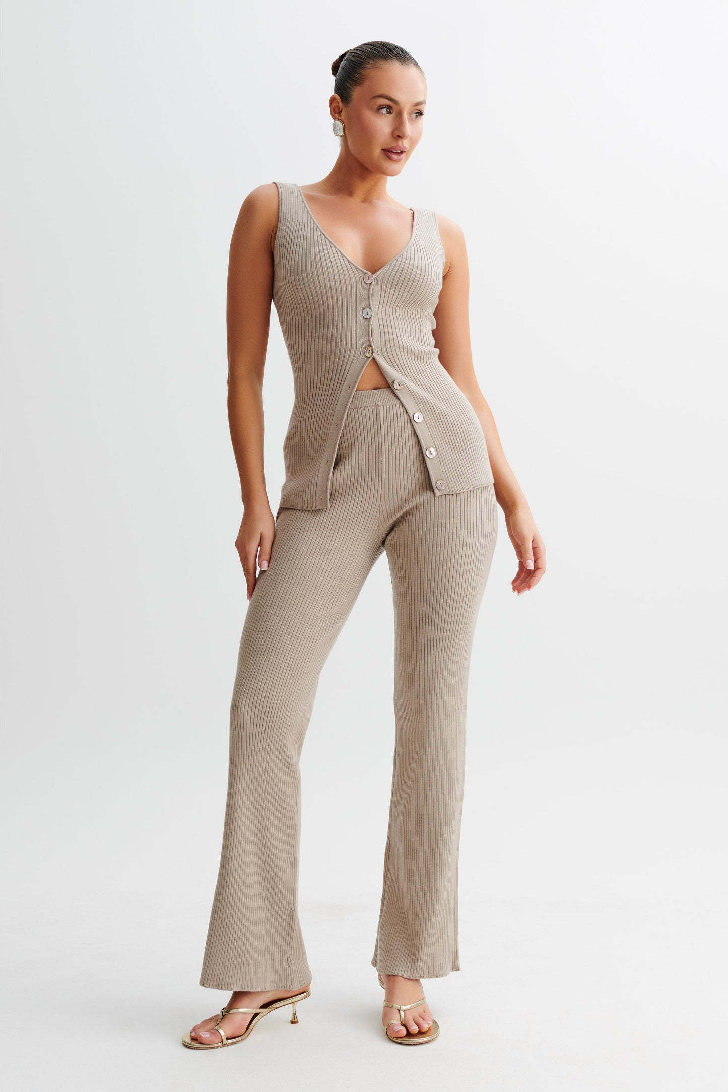 Pantalon en Tricot Calypso - Gris Brunâtre