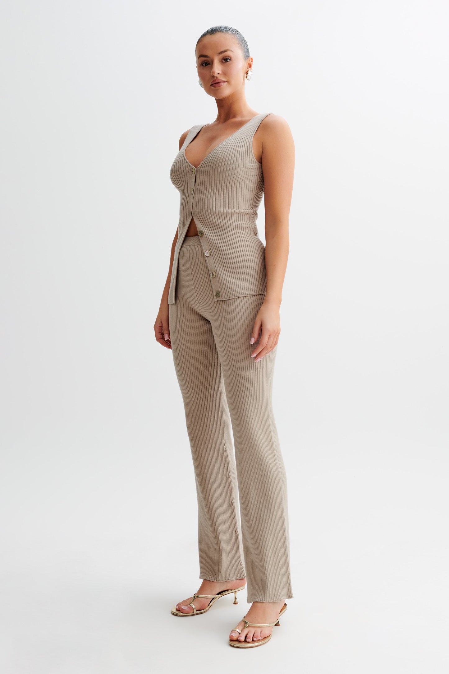 Pantalon en Tricot Calypso - Gris Brunâtre