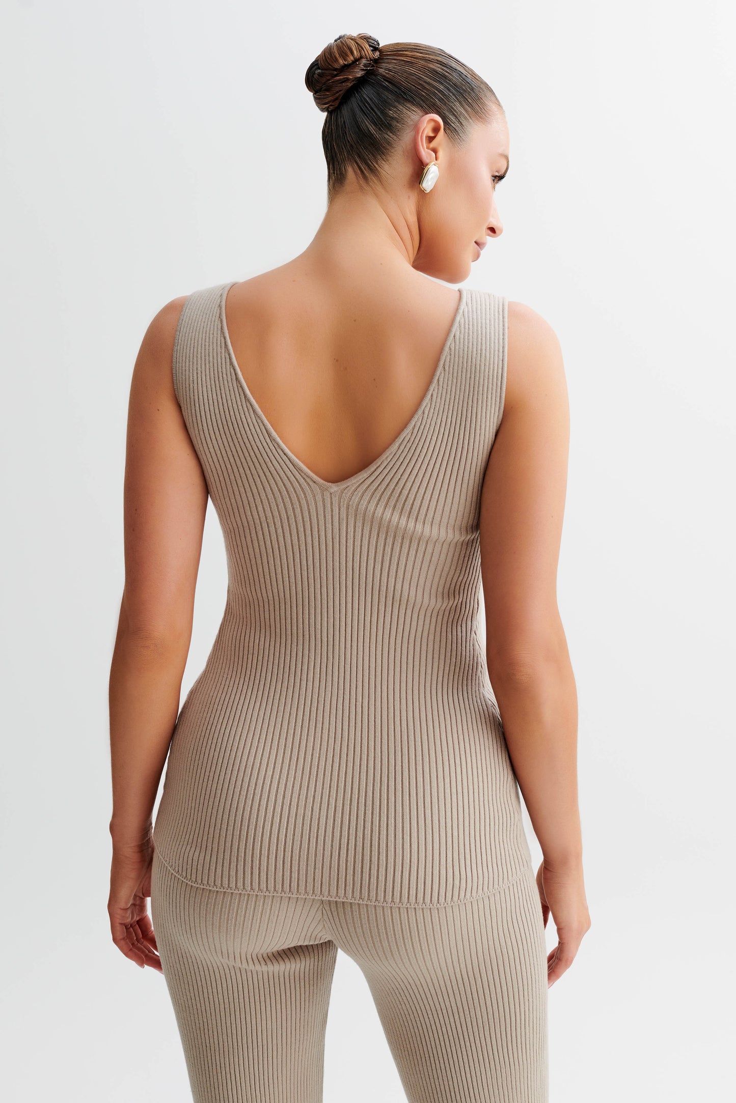 Gilet long en tricot Calypso - Gris taupe