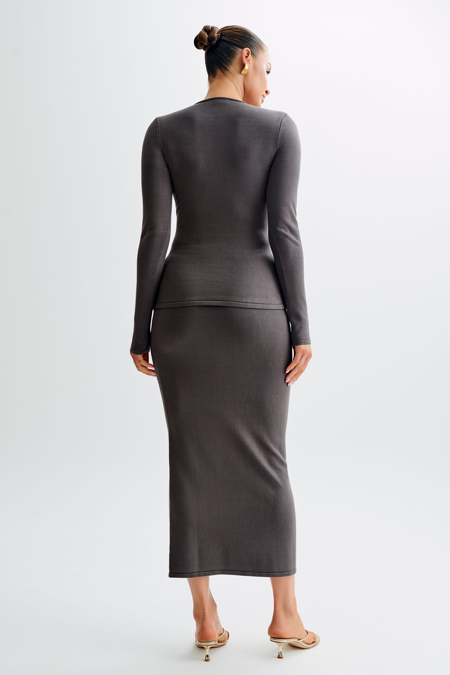 Jupe Maxi Tricot Boutonnée Maisie - Gris Anthracite