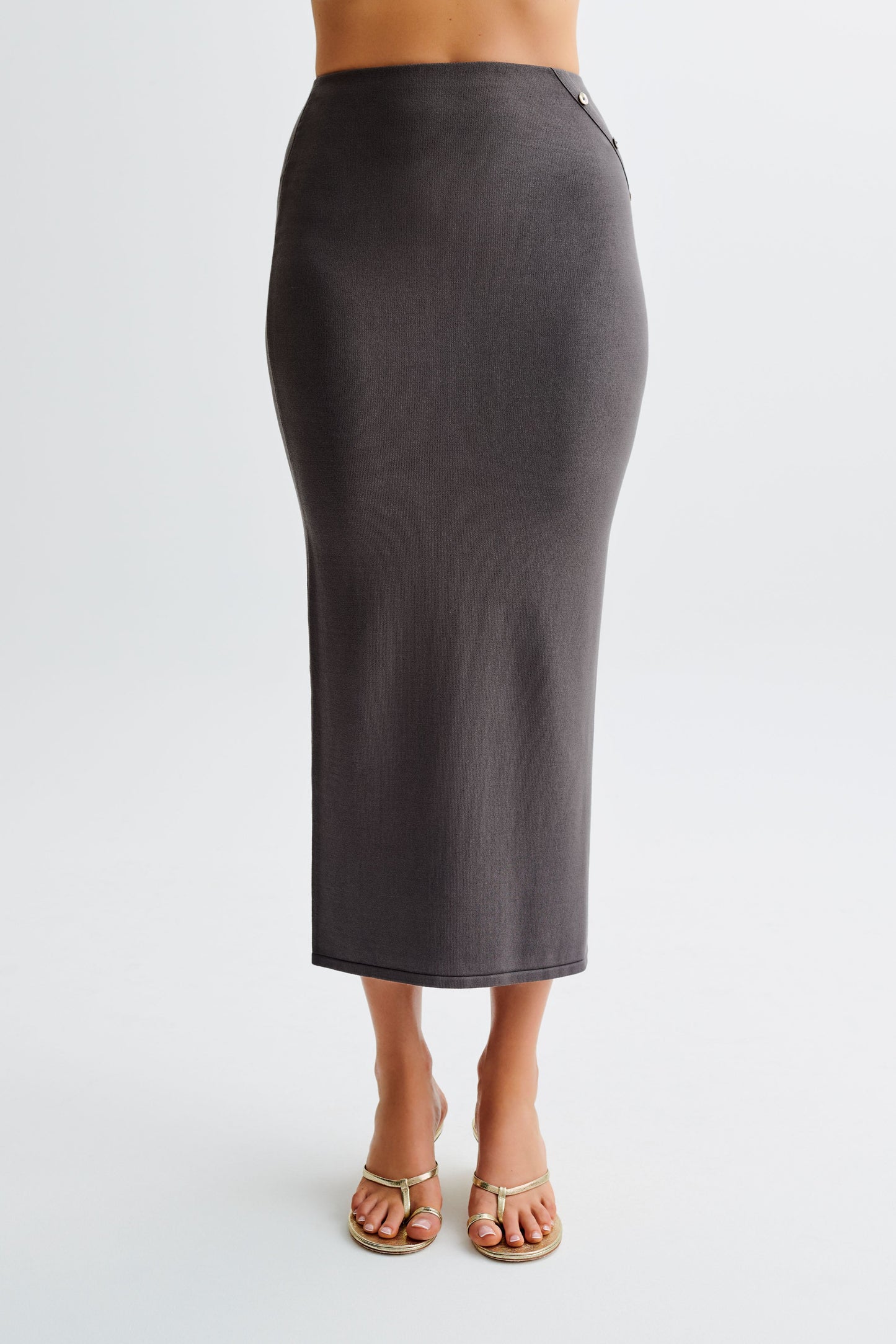 Jupe Maxi Tricot Boutonnée Maisie - Gris Anthracite