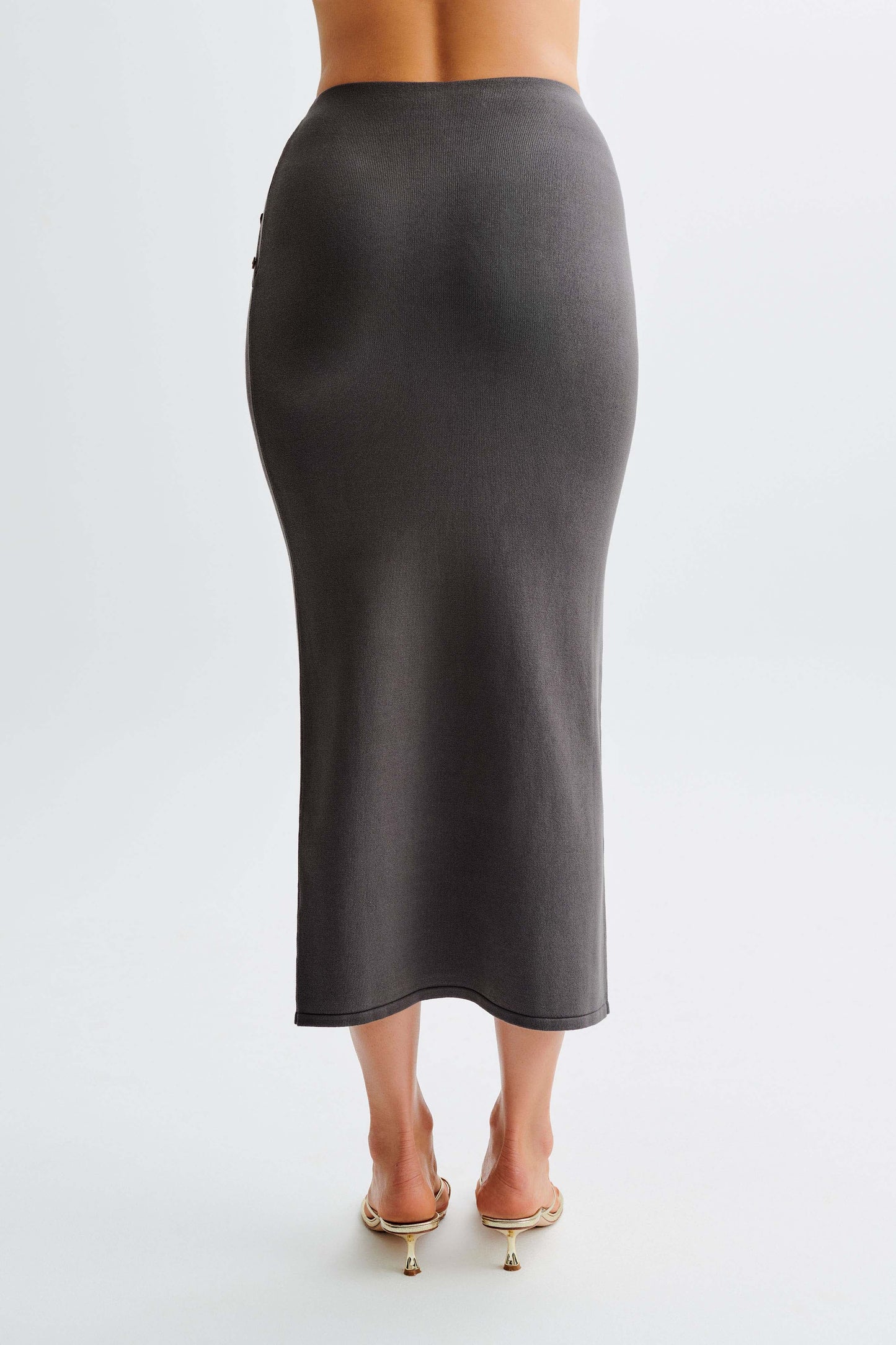 Jupe Maxi Tricot Boutonnée Maisie - Gris Anthracite