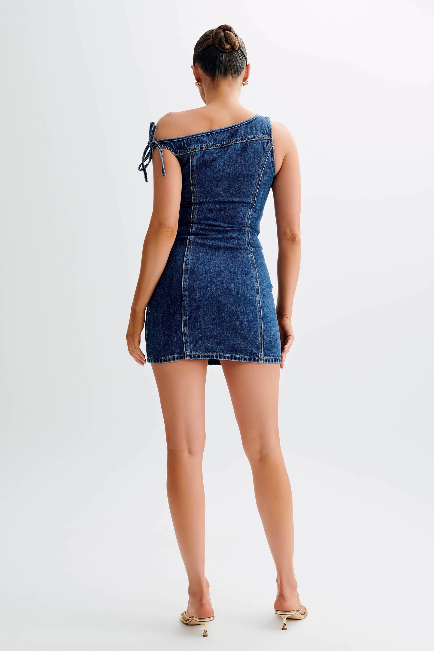 Mini-robe en jean à épaules dénudées Baker - Bleu foncé