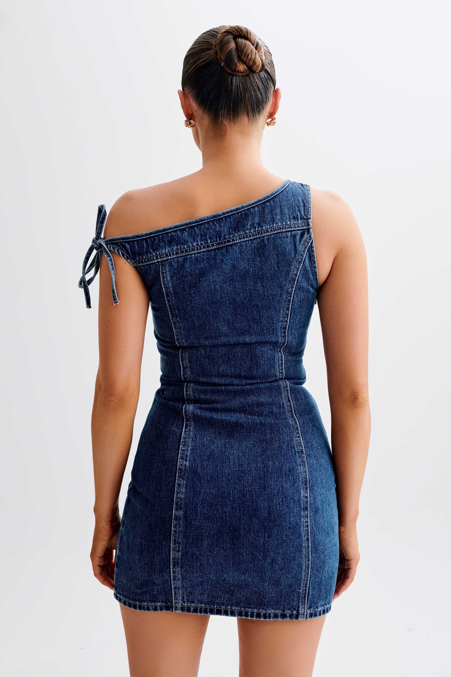 Mini-robe en jean à épaules dénudées Baker - Bleu foncé