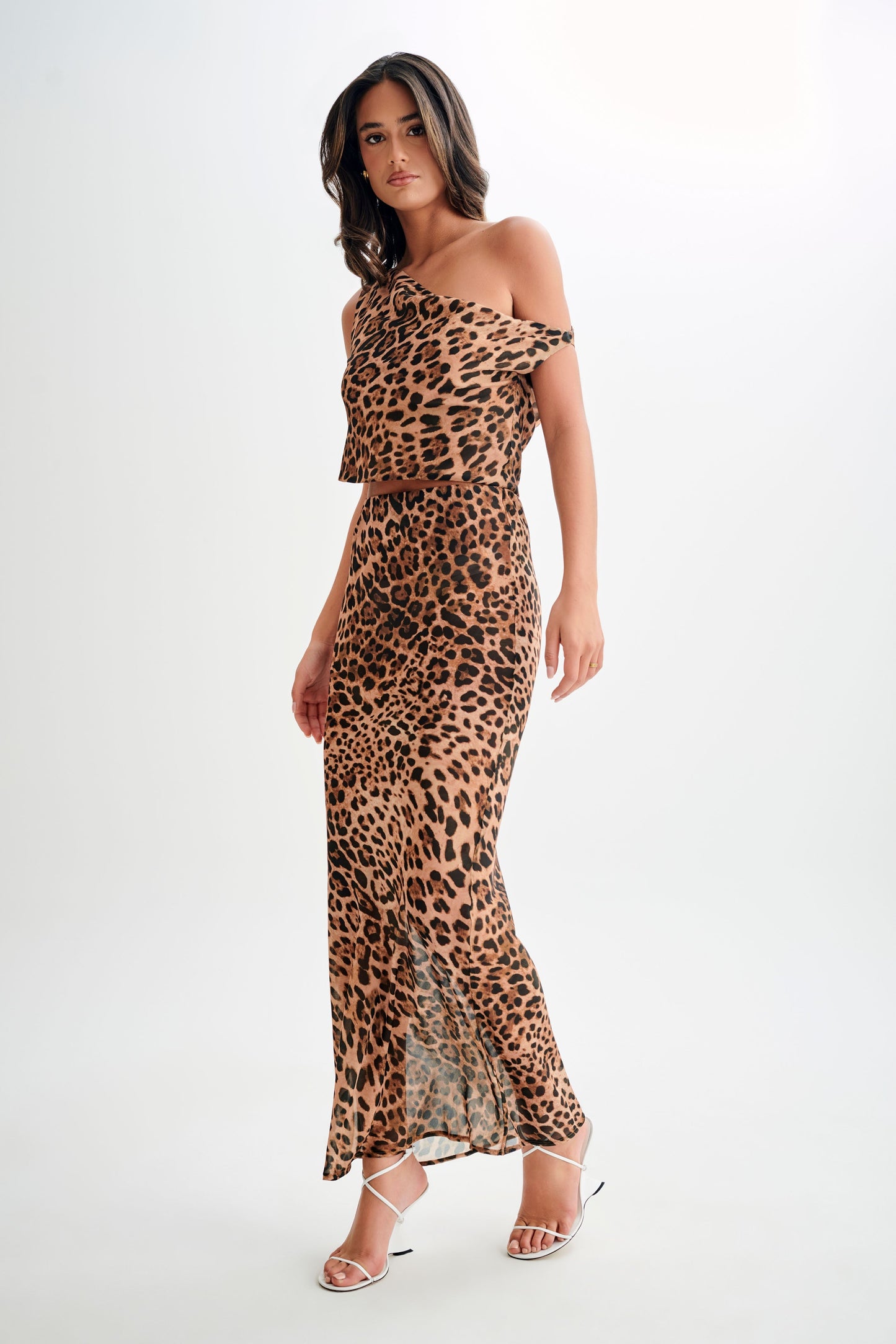 Jupe Maxi en Chiffon Yvonne - Motif Léopard