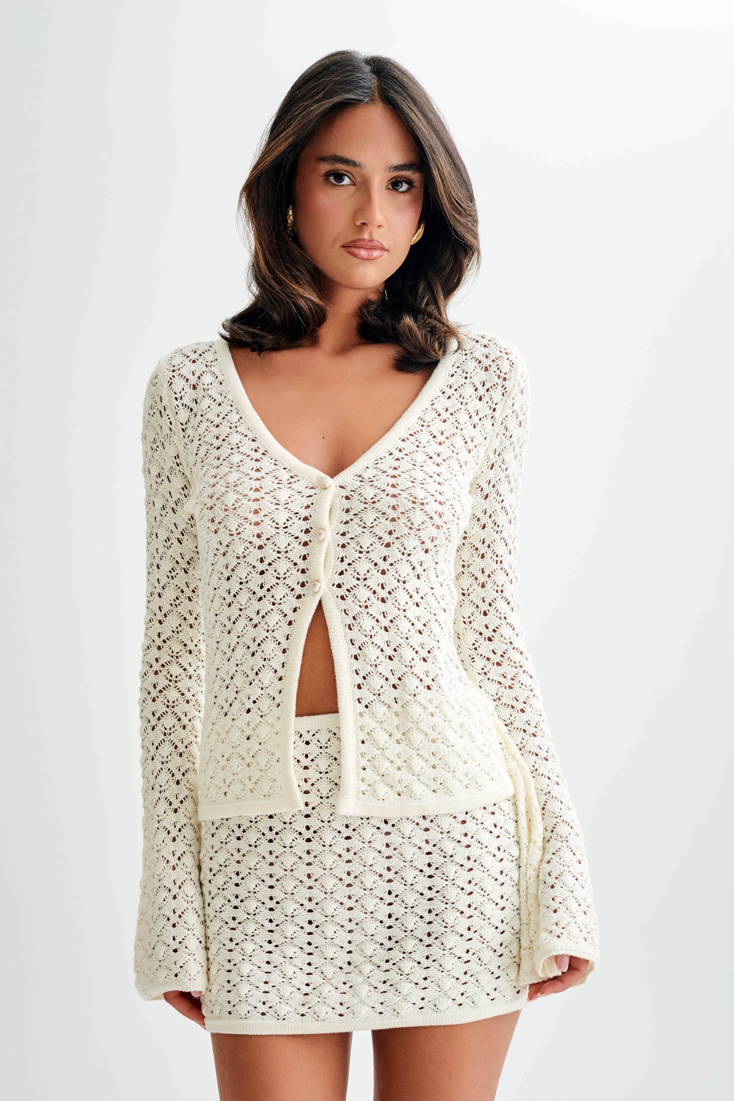 Jupe mini en tricot trapèze Murphy - Blanc