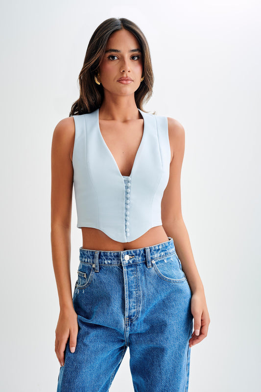 Haut sans manches en coton Keely - Bleu ciel