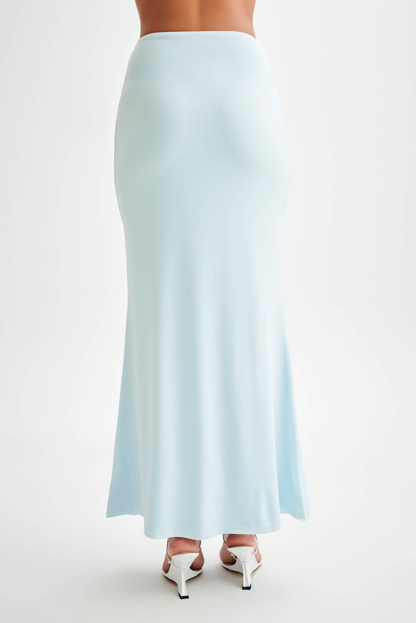 Jupe Maxi Bruna en Mousseline de Soie à Poil de Poisson - Bleu Ciel