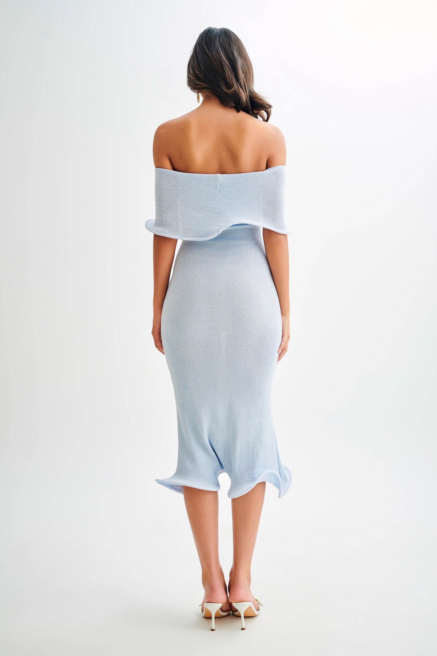 Robe mi-longue en jersey Molly à épaules dénudées - Bleu ciel