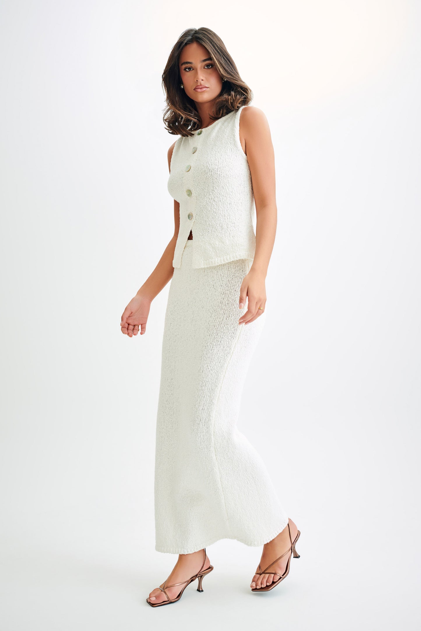 Jupe Maxi Boucle Moira - Blanche