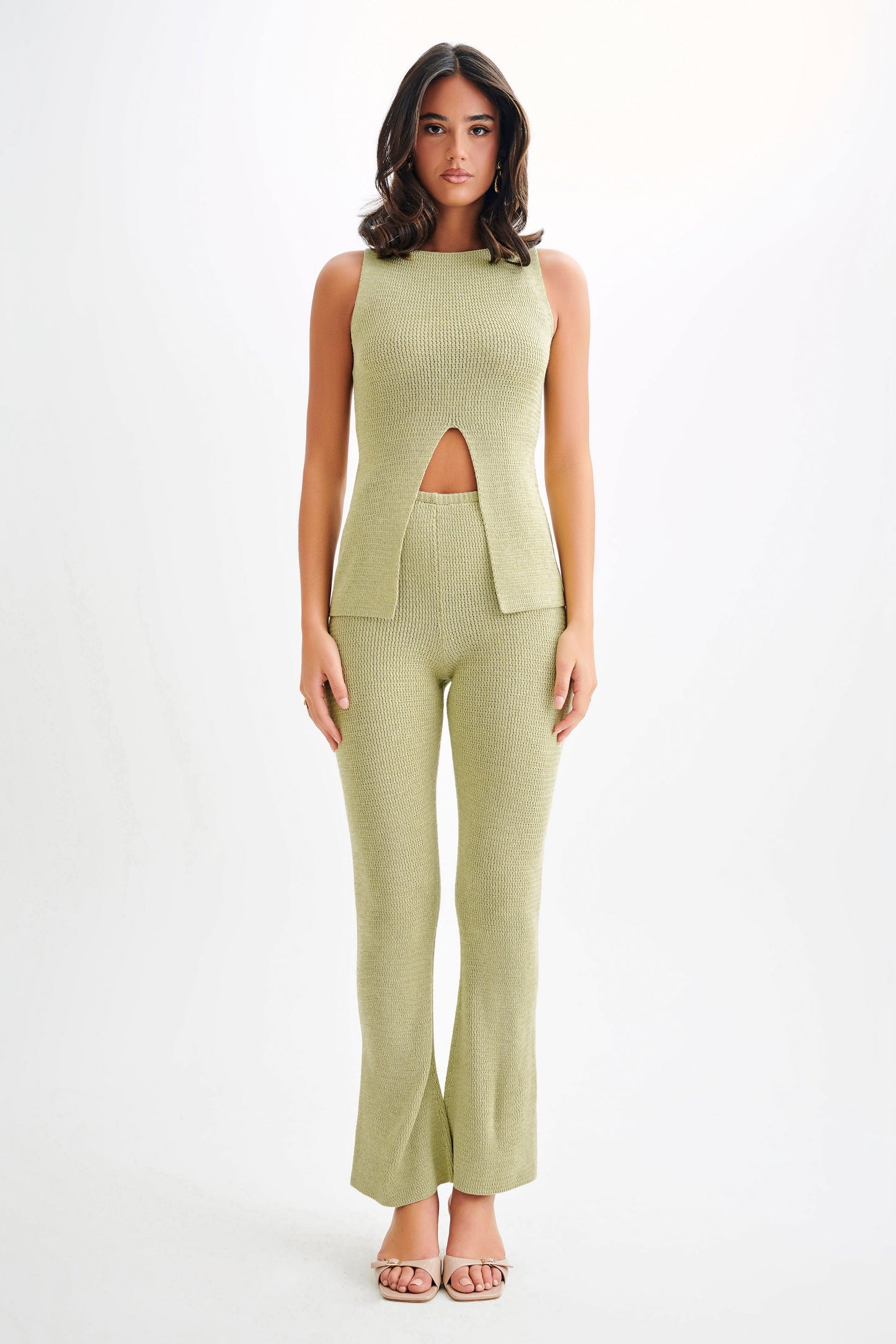Pantalon en tricot droit Ridley - Vert pastel