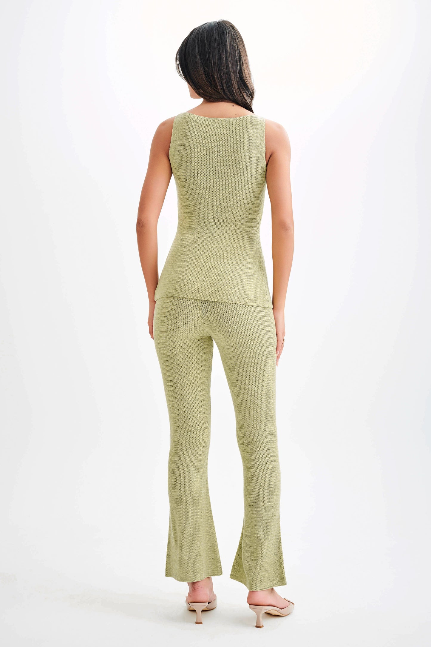 Pantalon en tricot droit Ridley - Vert pastel