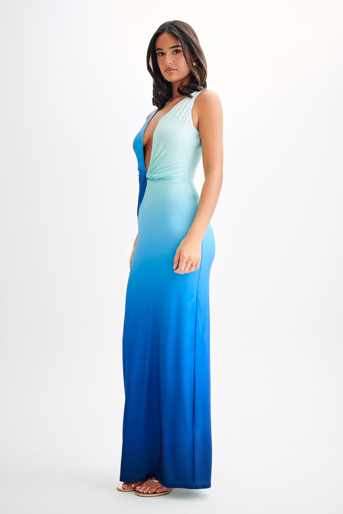 Robe Maxi Stella Dégradée et Étroite - Bleu Ombré