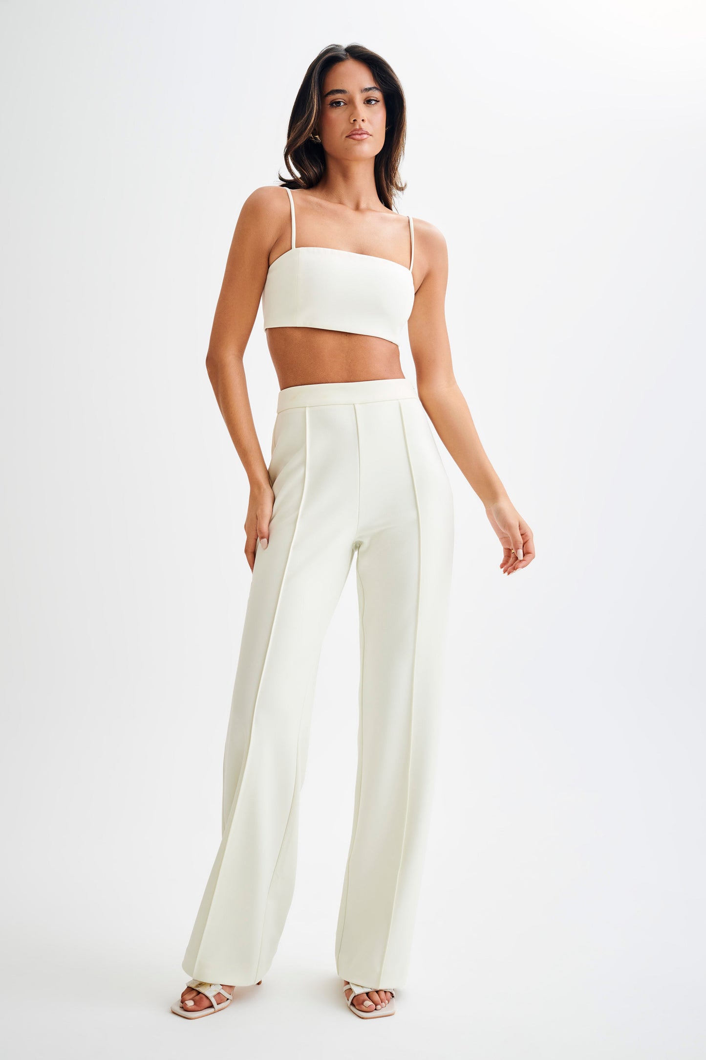 Pantalon large plissé Antonia - Ivoire