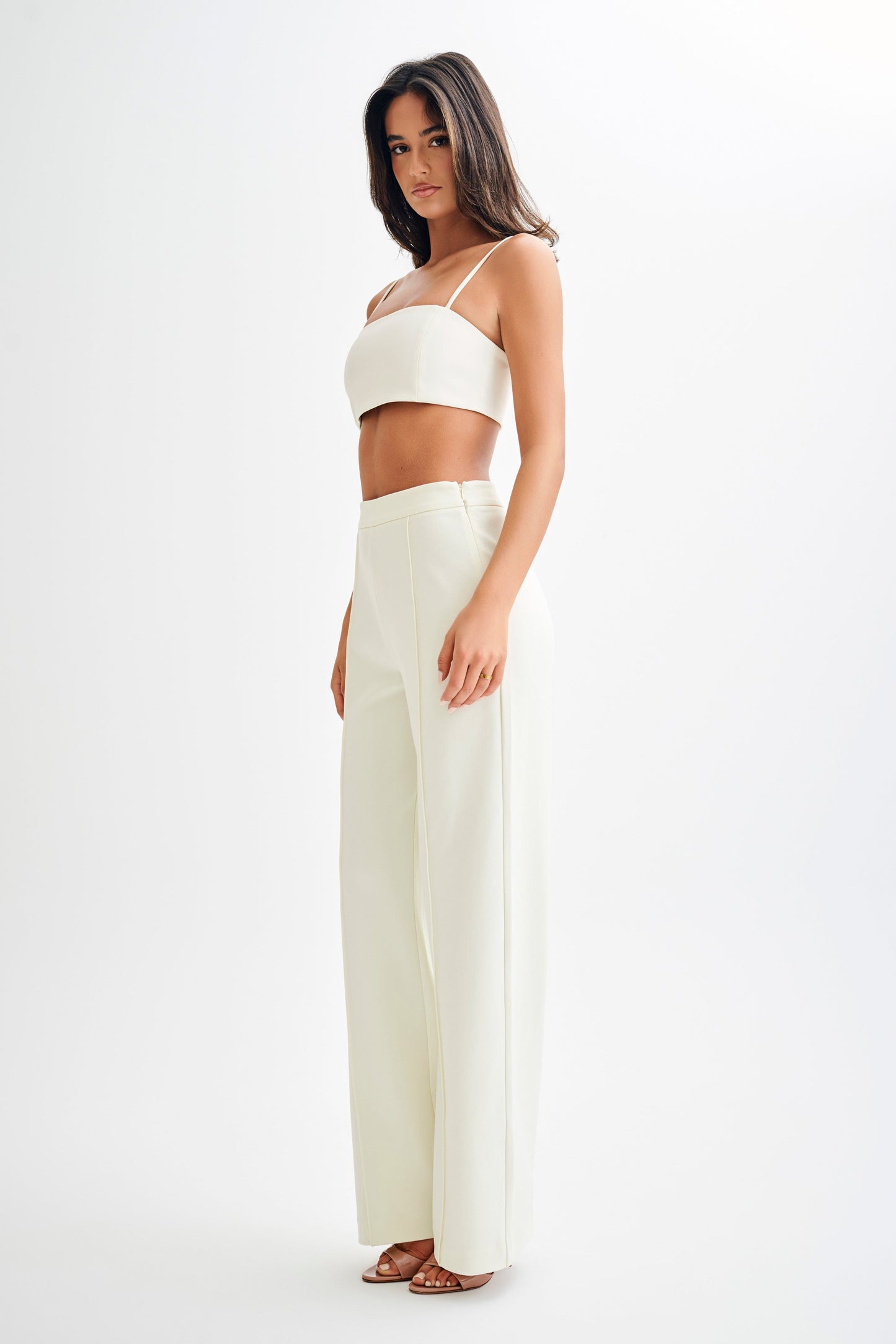 Pantalon large plissé Antonia - Ivoire