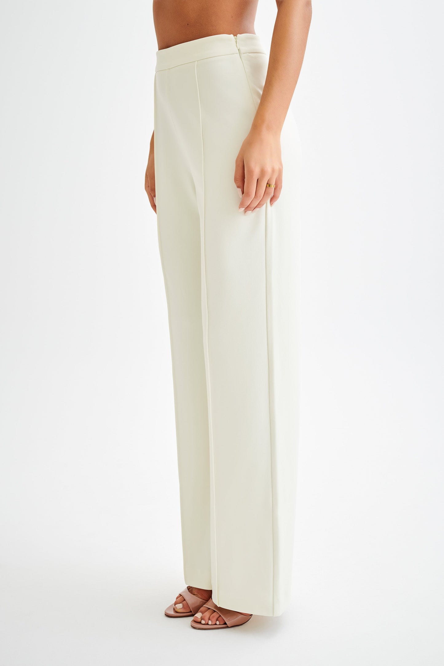 Pantalon large plissé Antonia - Ivoire