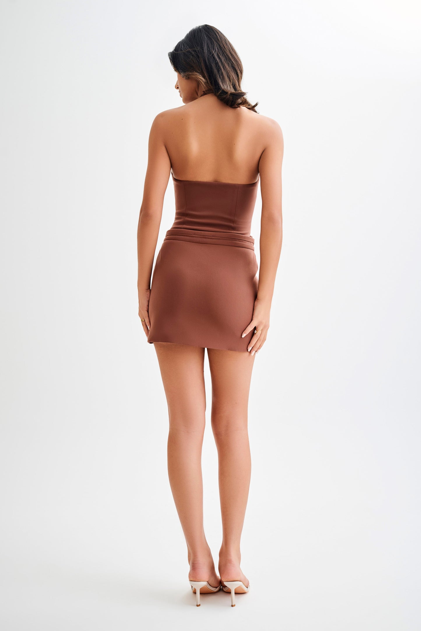 Jupe mini tailleur Letitia avec boucle - Bois