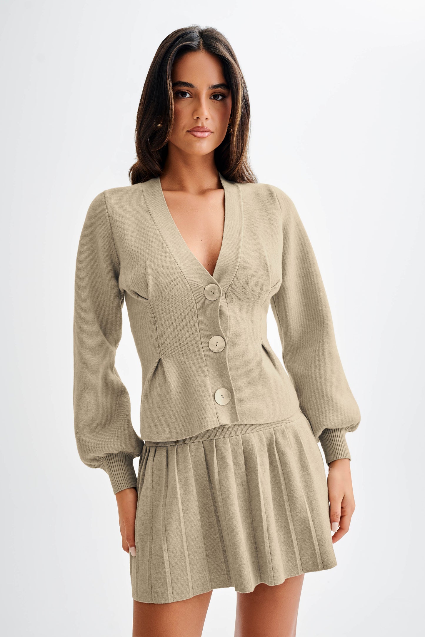 Jupe mini plissée en jersey Beverly - couleur chêne