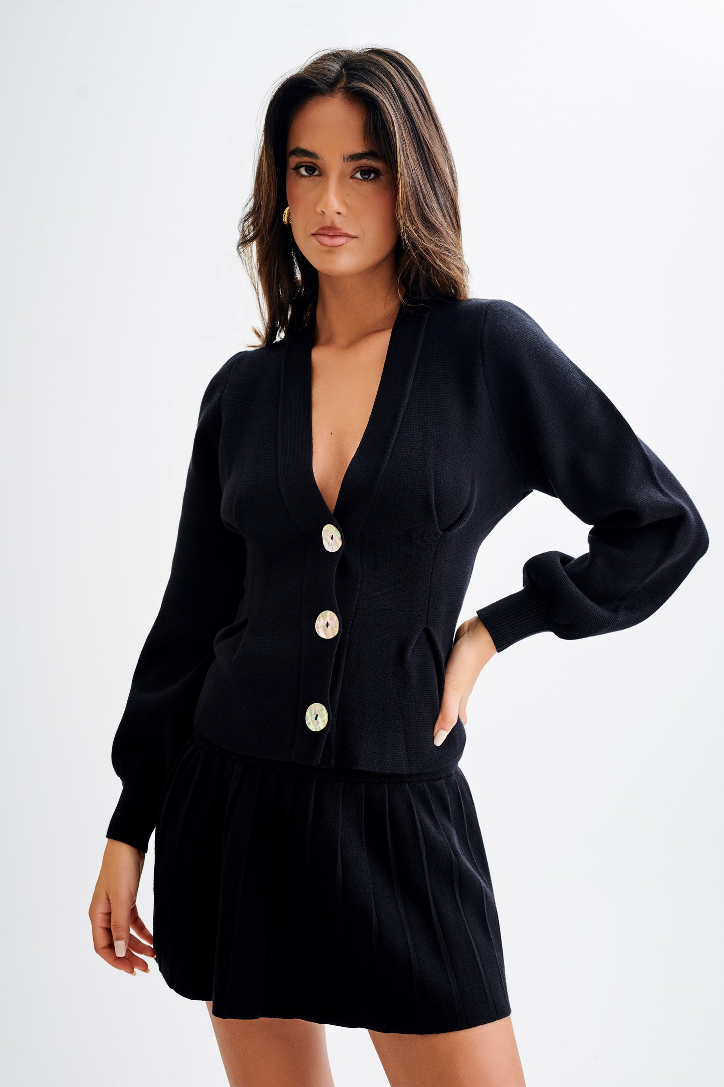 Jupe mini plissée en jersey Beverly - Noir