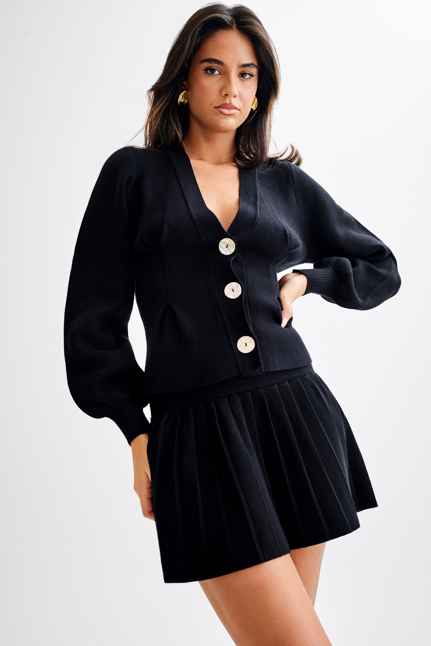 Jupe mini plissée en jersey Beverly - Noir