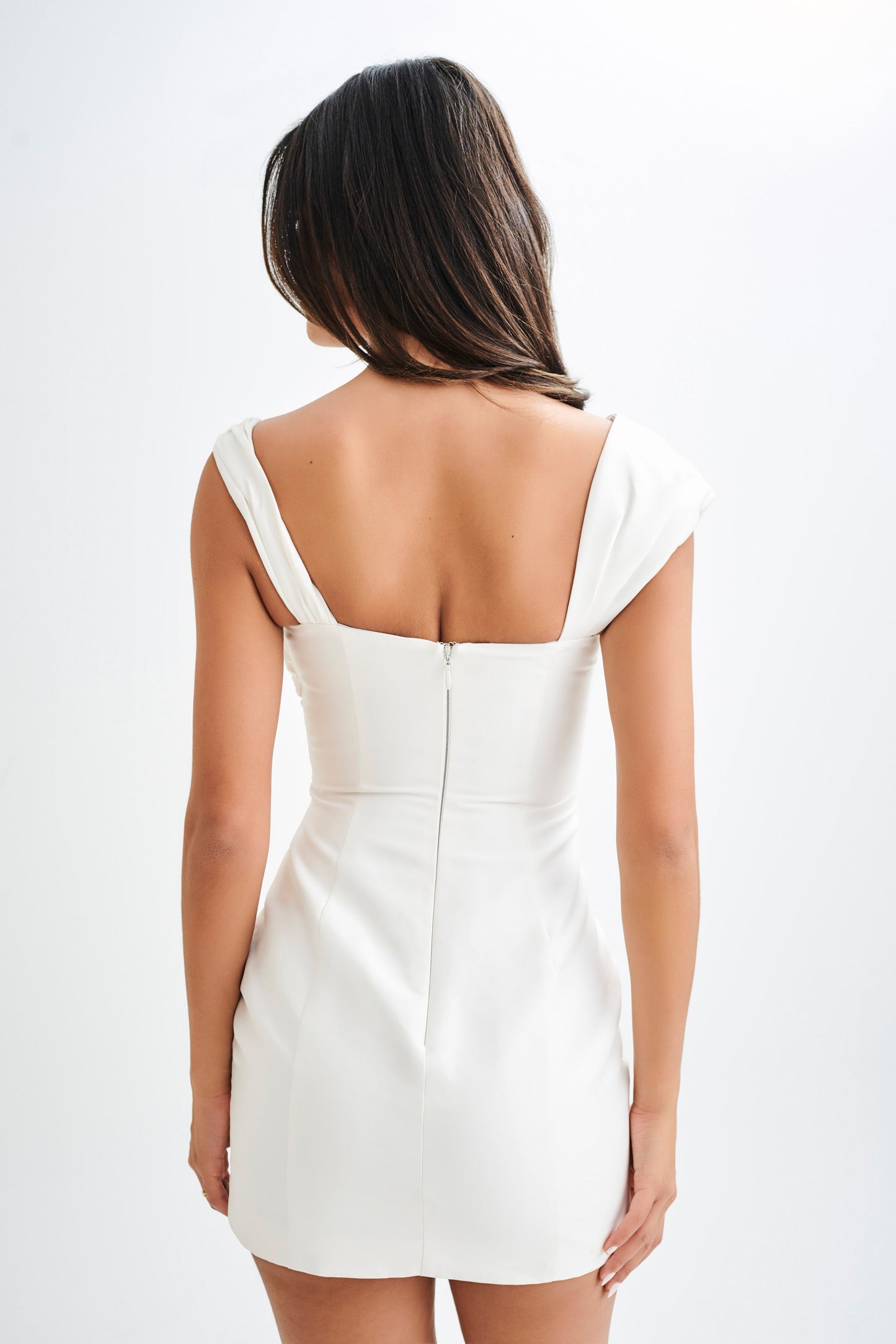 Mini-robe drapée structurée Farrah - Blanc