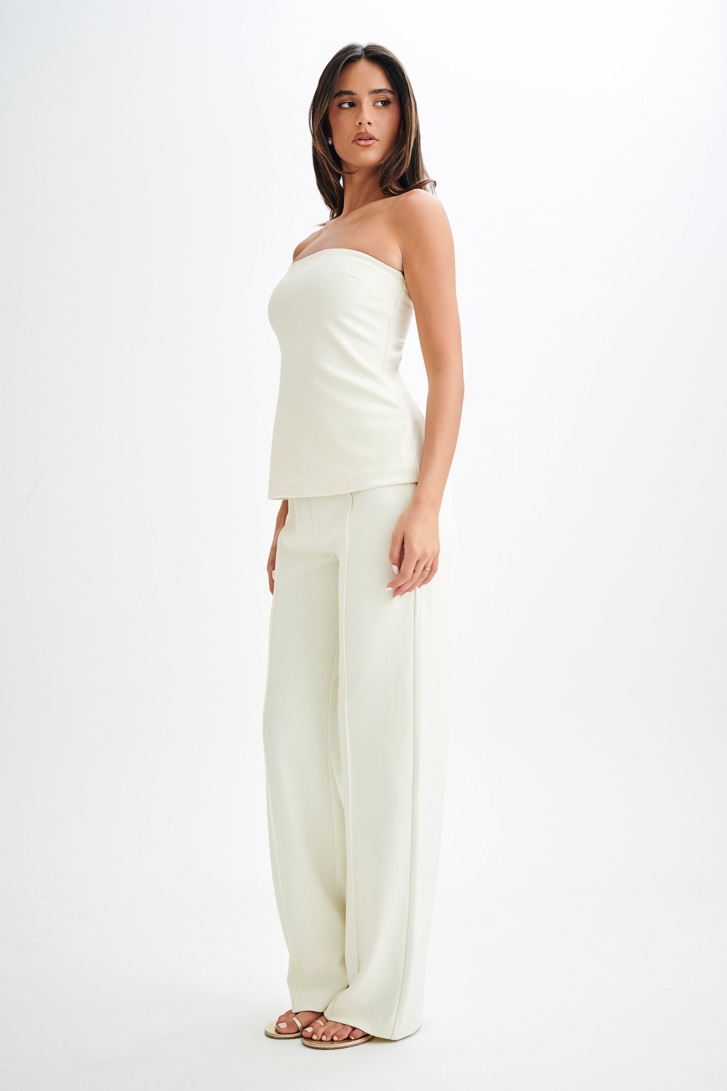 Pantalon large plissé Antonia - Ivoire