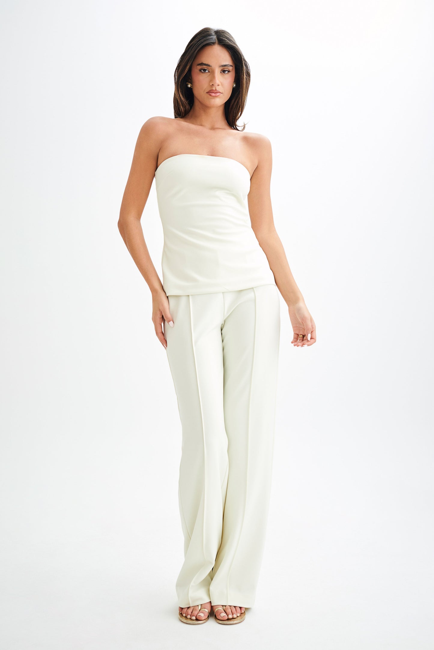 Pantalon large plissé Antonia - Ivoire