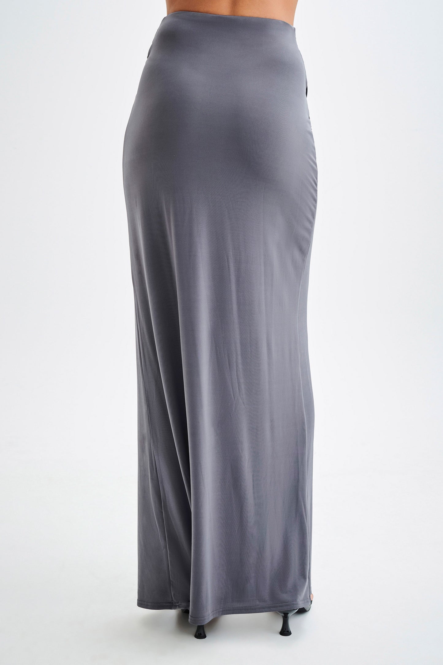Jupe Maxi Bronwyn Slinky à Plis et Fente - Anthracite