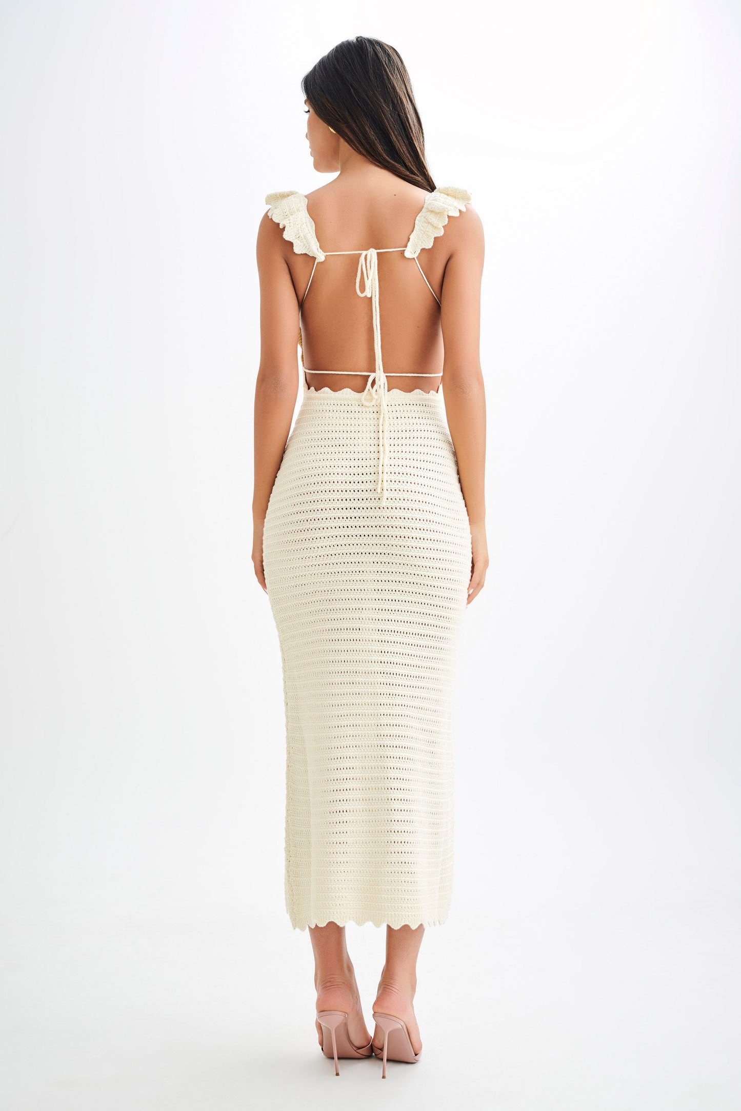 Robe Maxi en Tricot Contrastée Perpetua - Crème