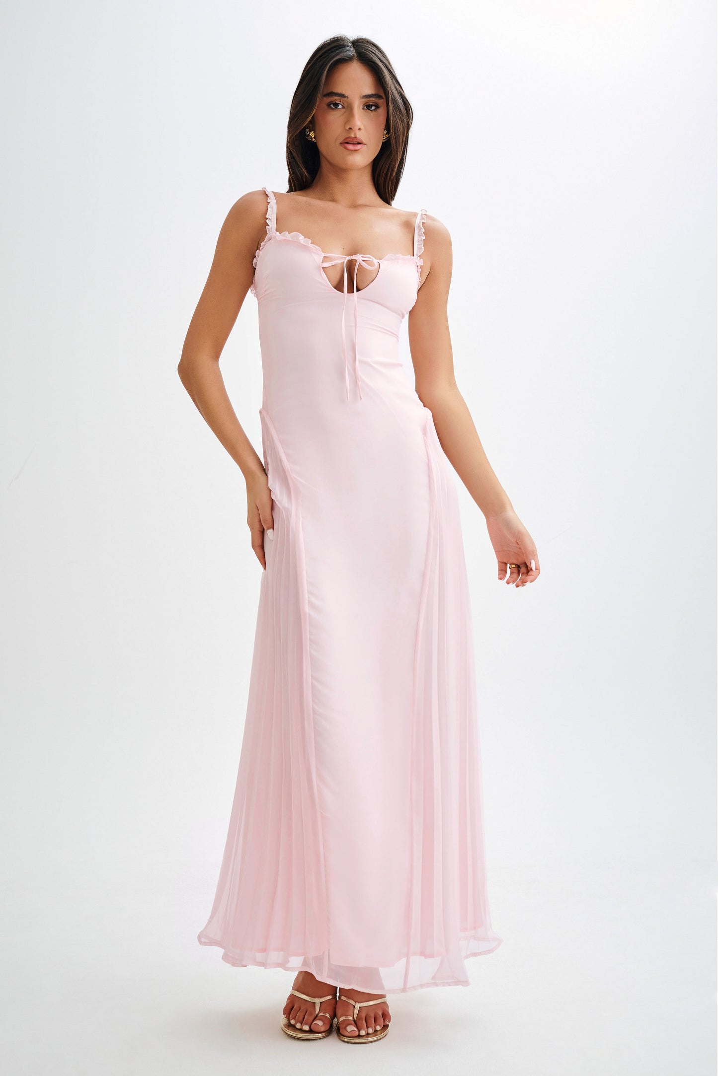 Robe Maxi en Chiffon Saira - Rose Poudré