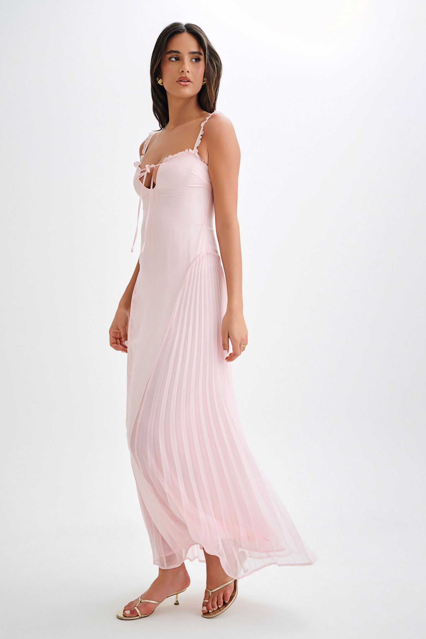 Robe Maxi en Chiffon Saira - Rose Poudré