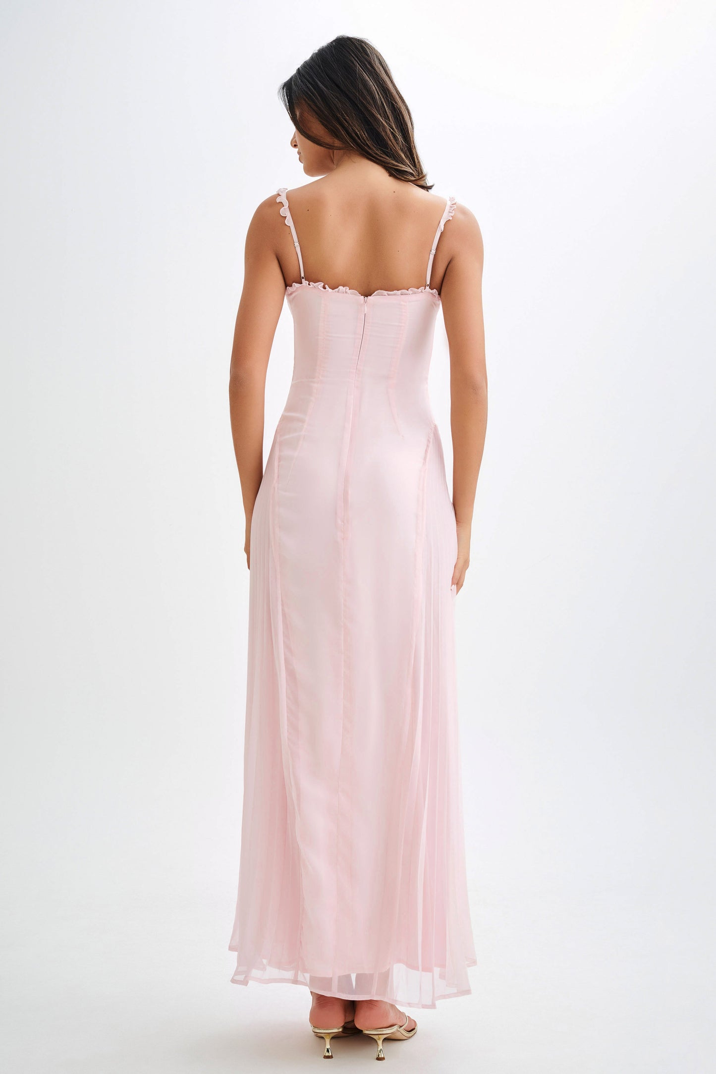 Robe Maxi en Chiffon Saira - Rose Poudré