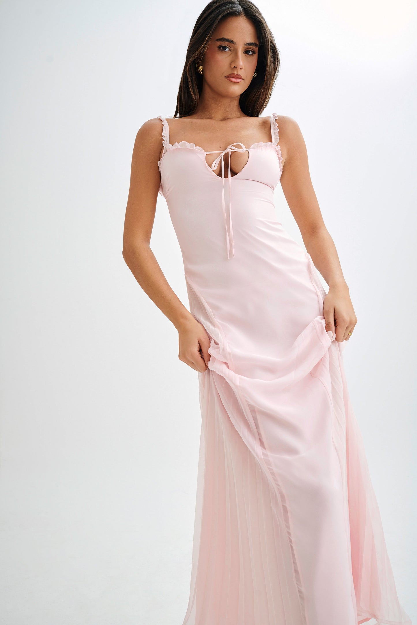 Robe Maxi en Chiffon Saira - Rose Poudré