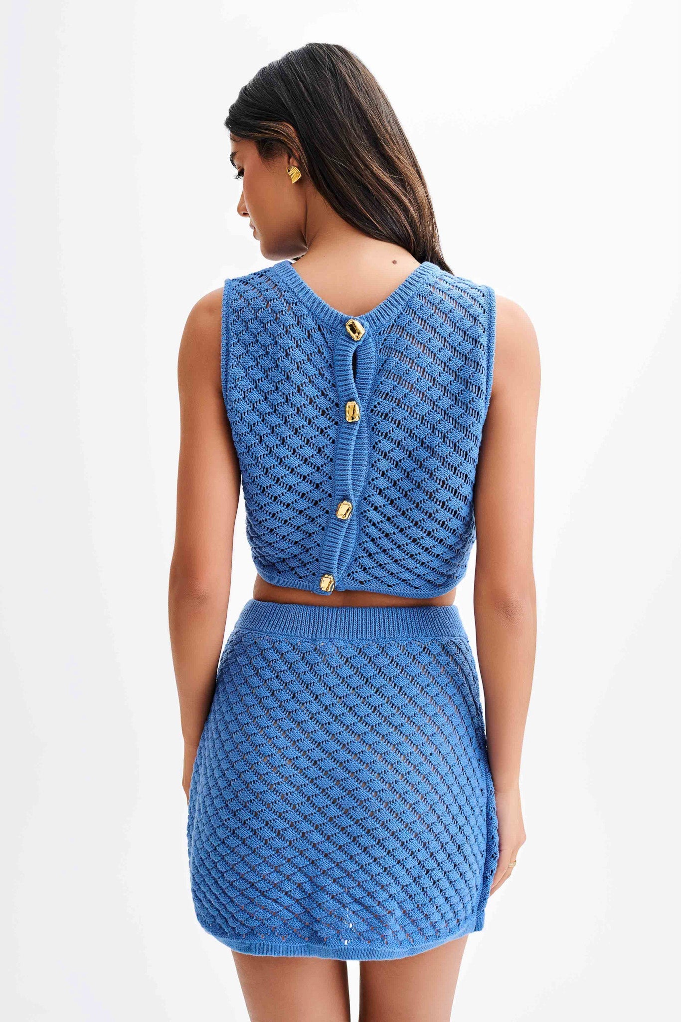 Jupe mini trapèze en tricot Lorenza - Bleu pervenche