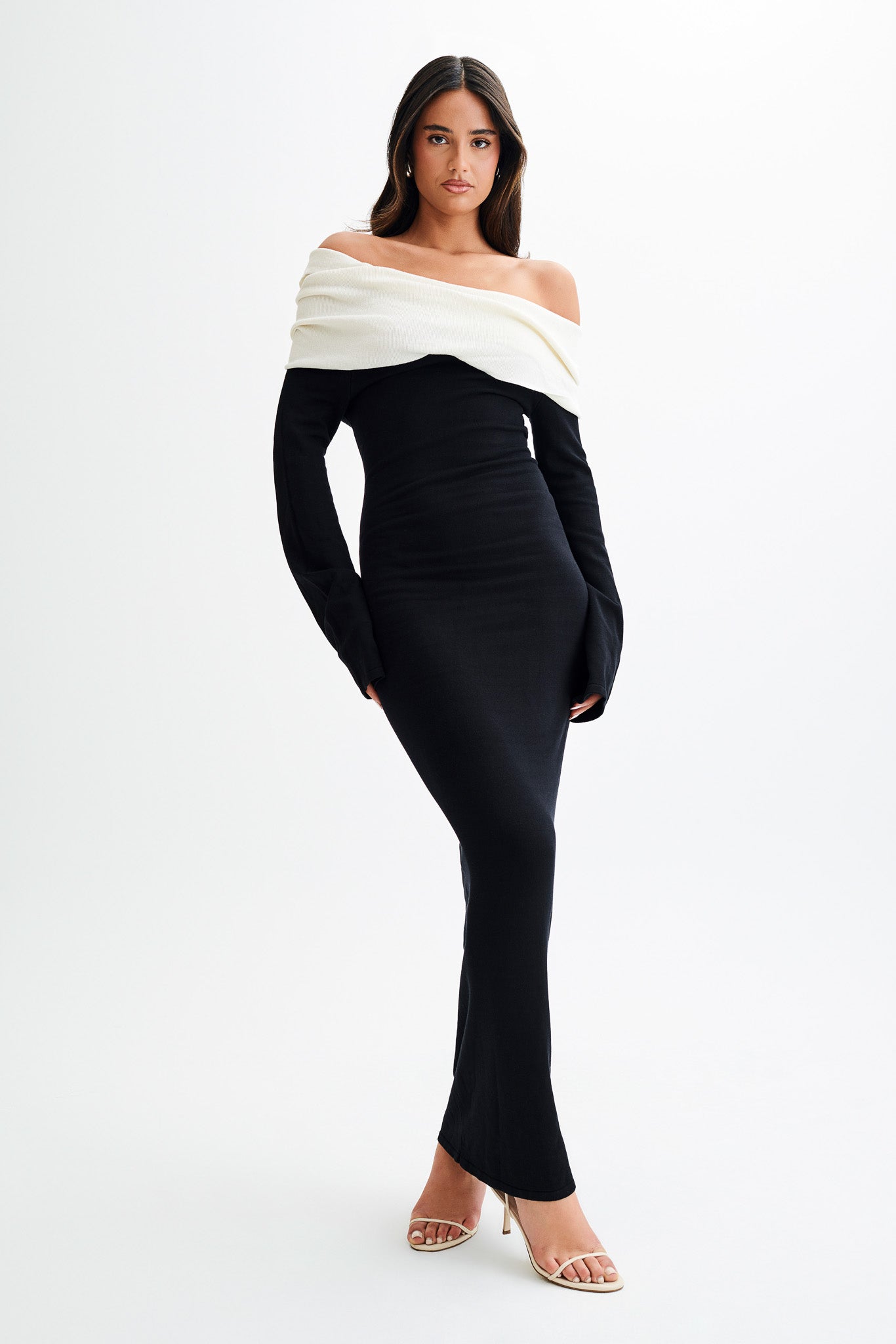 Robe Maxi Tricot Contrastée Yoko - Noir/Blanc
