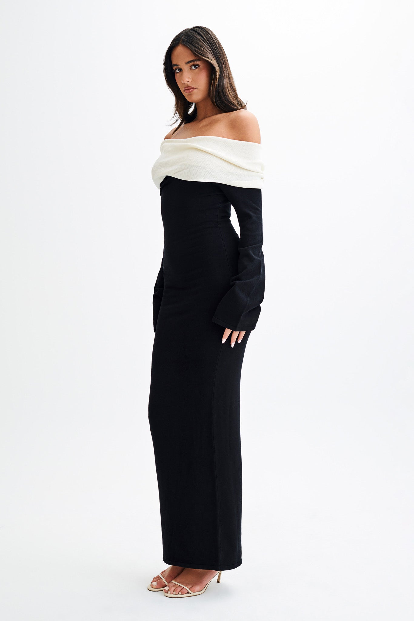 Robe Maxi Tricot Contrastée Yoko - Noir/Blanc
