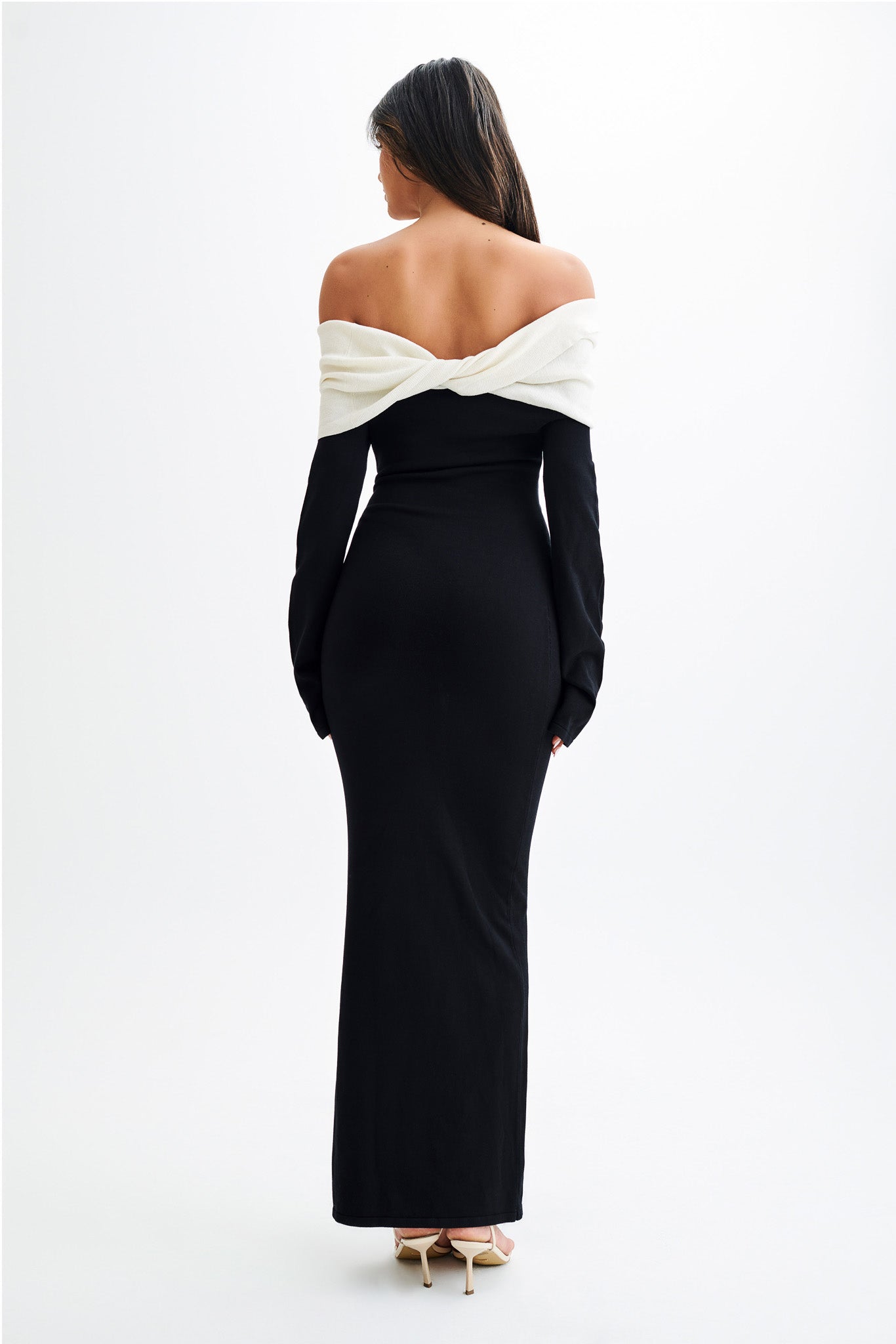 Robe Maxi Tricot Contrastée Yoko - Noir/Blanc