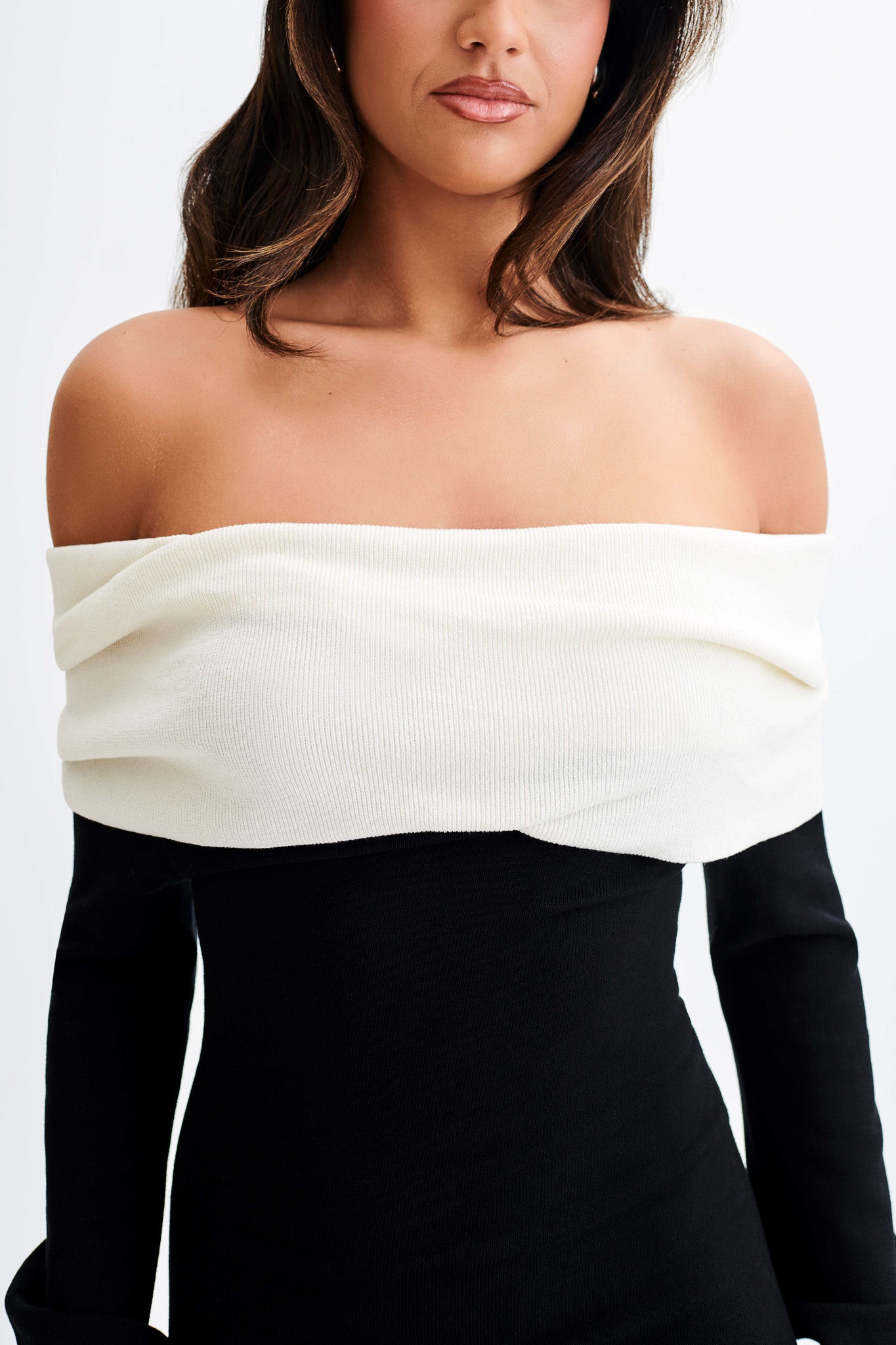 Robe Maxi Tricot Contrastée Yoko - Noir/Blanc