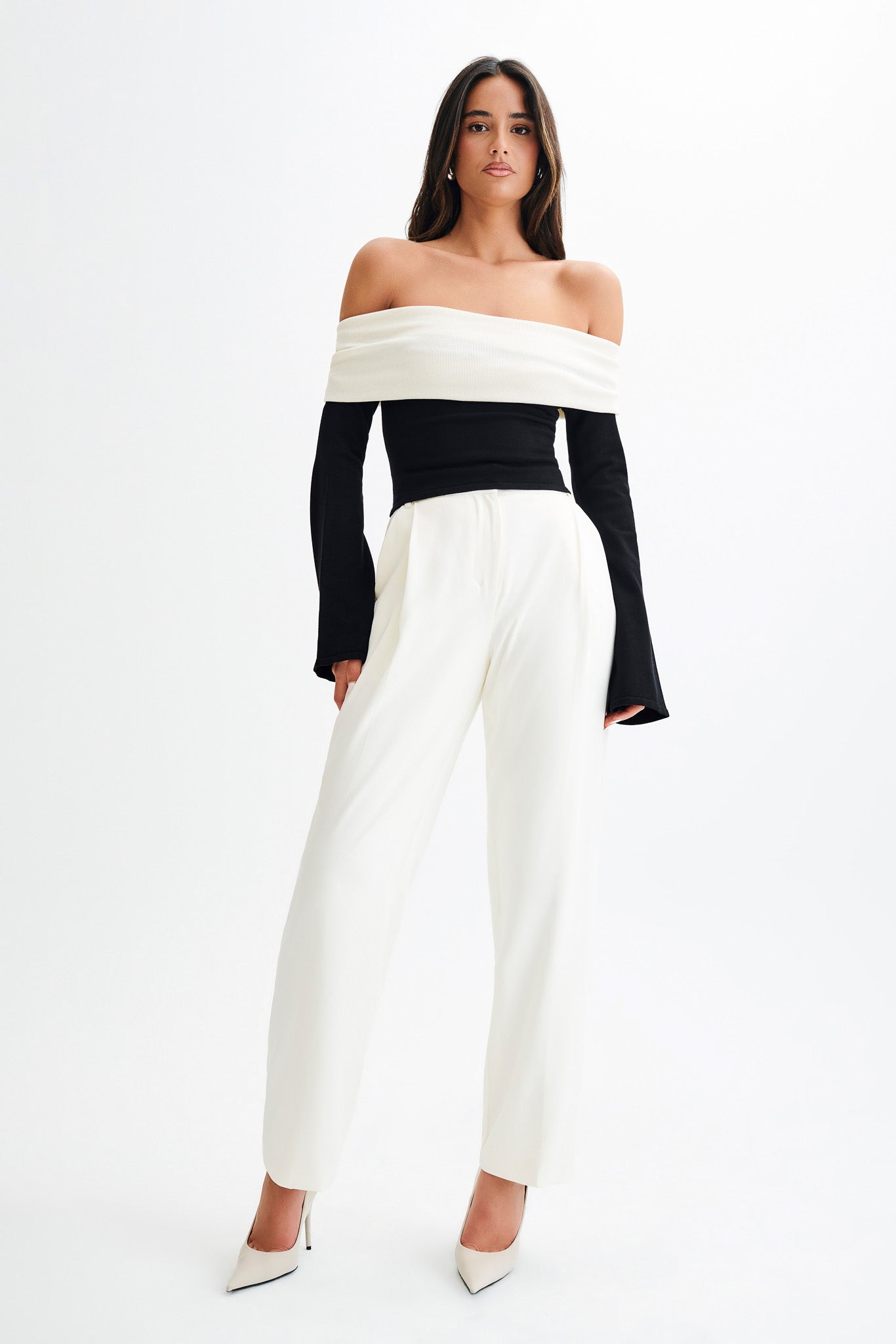 Top en tricot Yoko avec superposition contrastée - Noir/Blanc