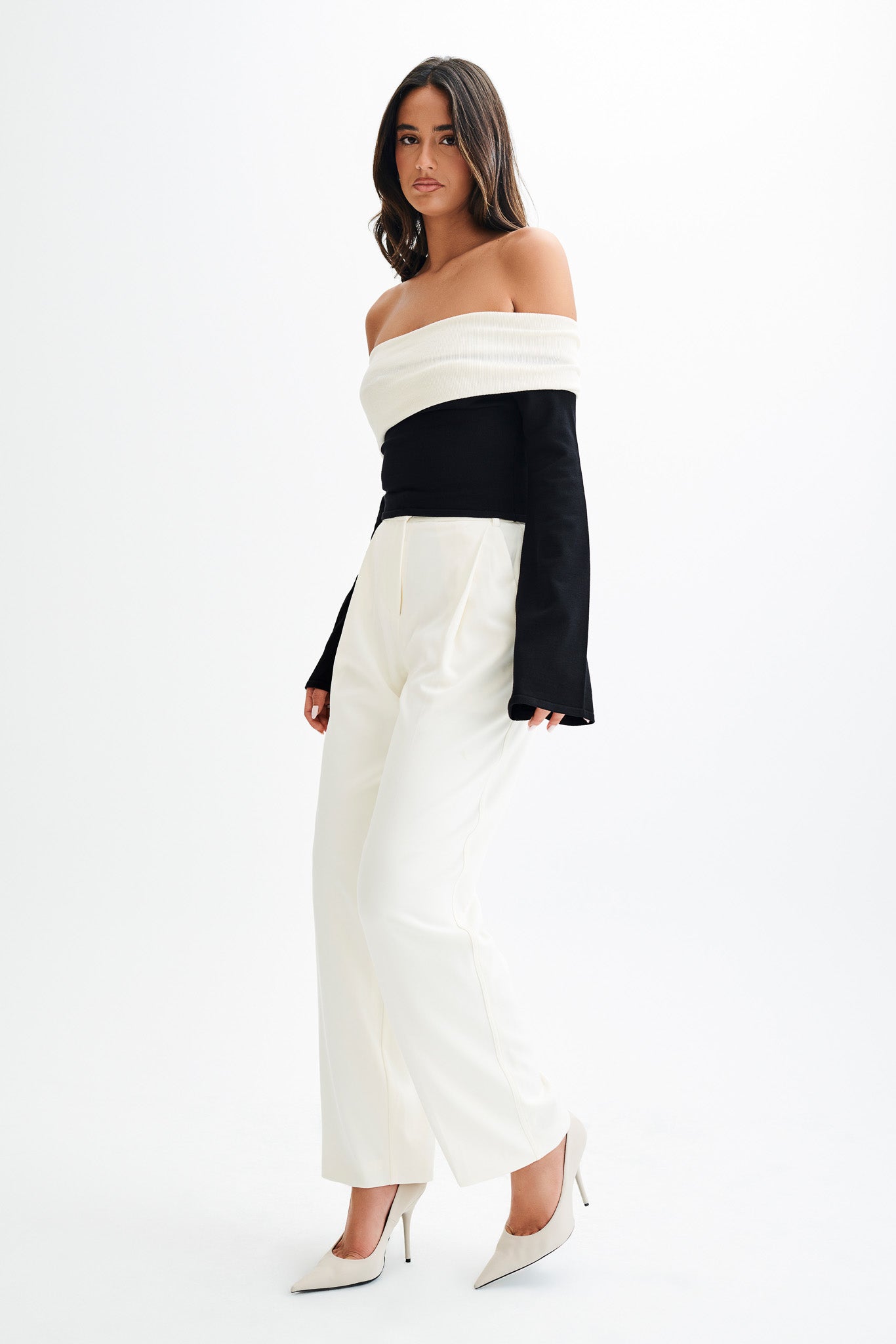 Top en tricot Yoko avec superposition contrastée - Noir/Blanc