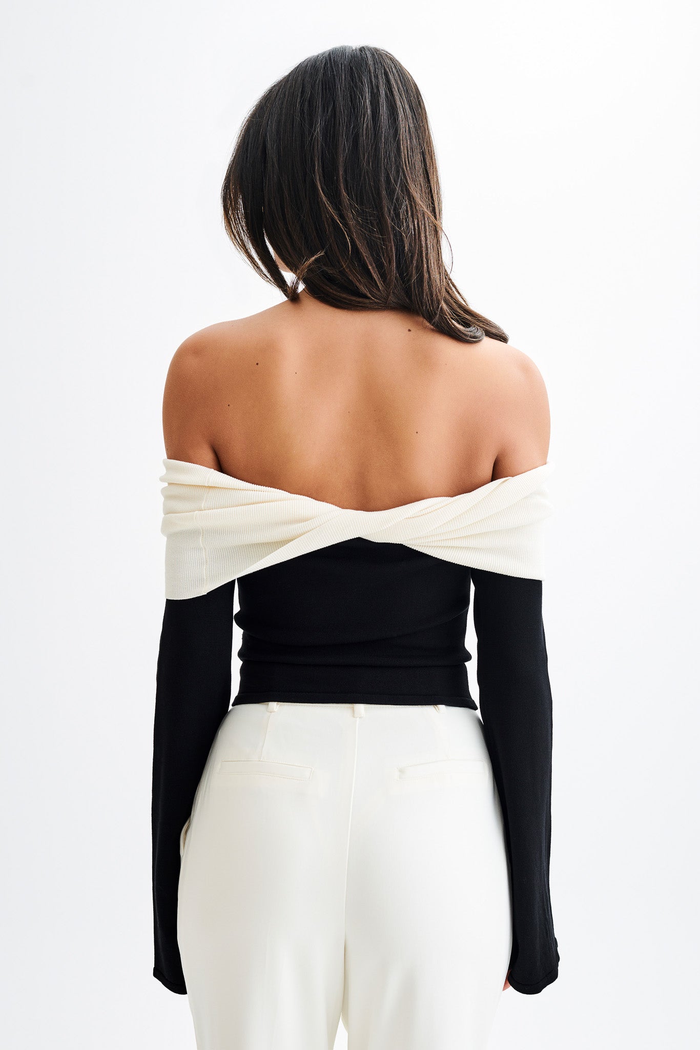 Top en tricot Yoko avec superposition contrastée - Noir/Blanc