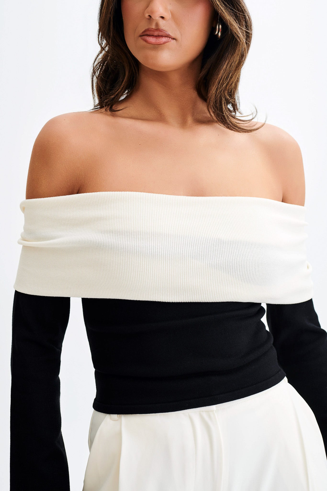 Top en tricot Yoko avec superposition contrastée - Noir/Blanc