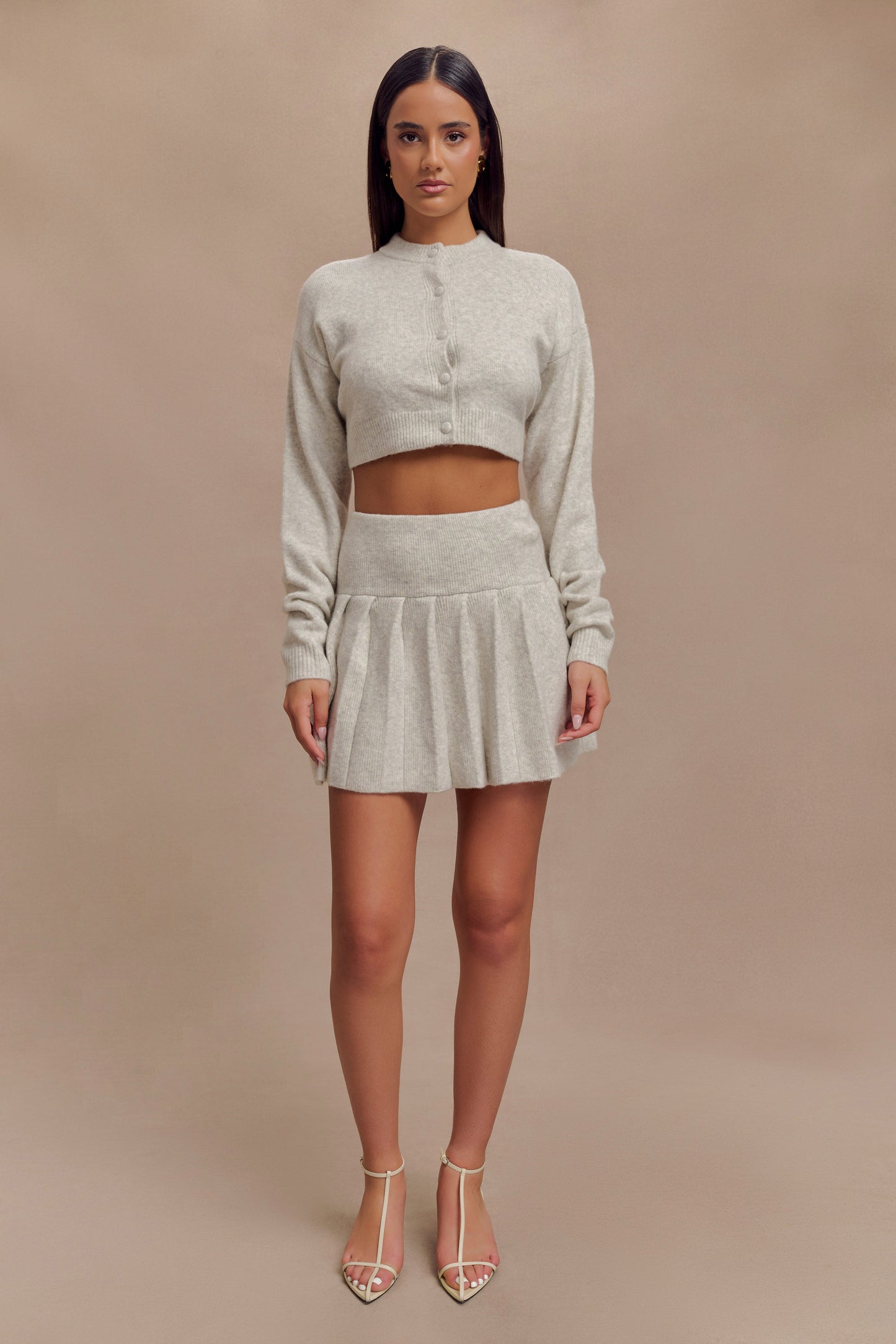 Jupe mini en jersey plissé Dionne - Gris chiné